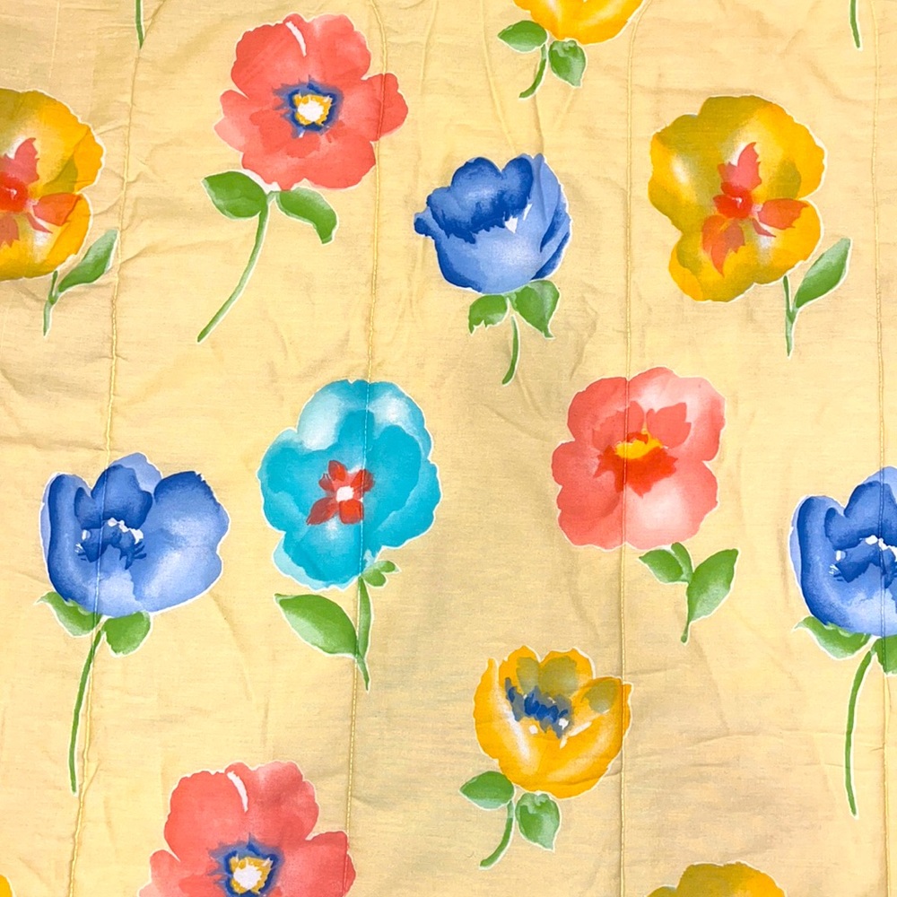 Watercolor Floral Comforter, Shams and Bedskirt.